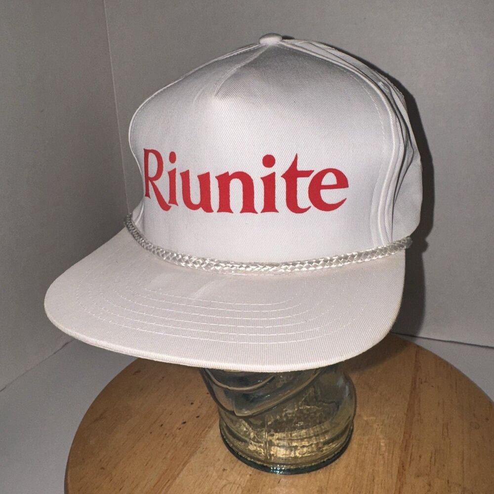 Vintage Riunite Wine Snapback Hat White Rope Cap Promotional Advertising